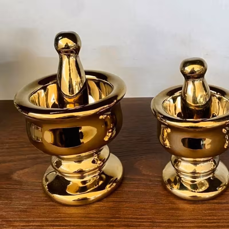 هاون طلایی جنس چینی سایز1بزرگترین هونگ چینی طلایی