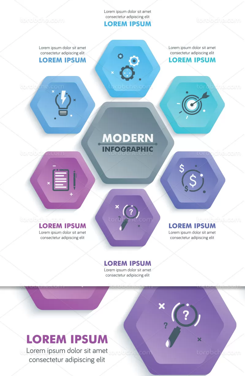 وکتور اینفوگرفیک مدرن رنگی | گرافیک با طعم تربچه