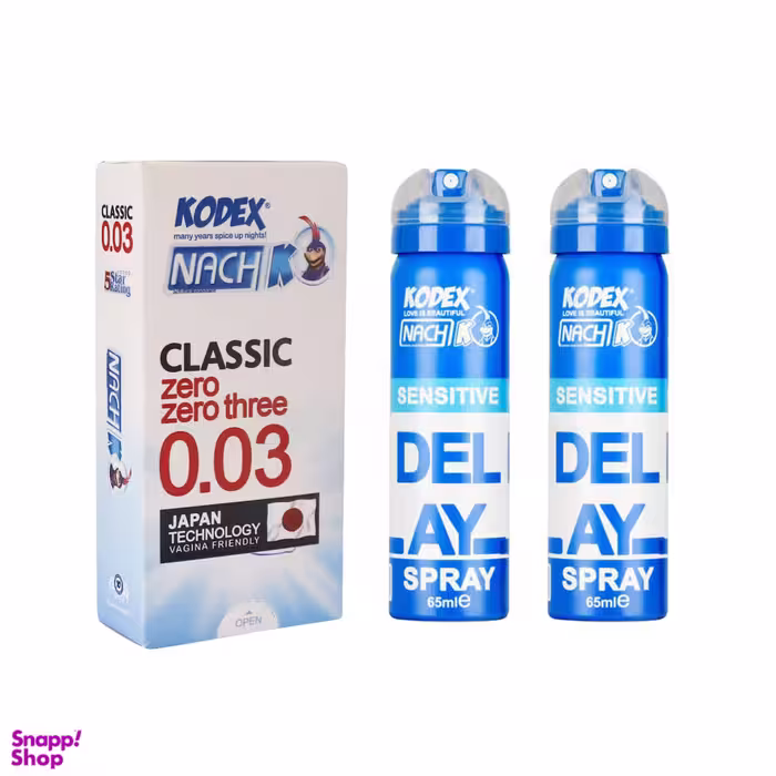 کاندوم نازک کدکس مدل حساس بسته 10 عددی + اسپری تاخیری حساس کدکس حجم 65 میلی لیتر پک 2 عددی