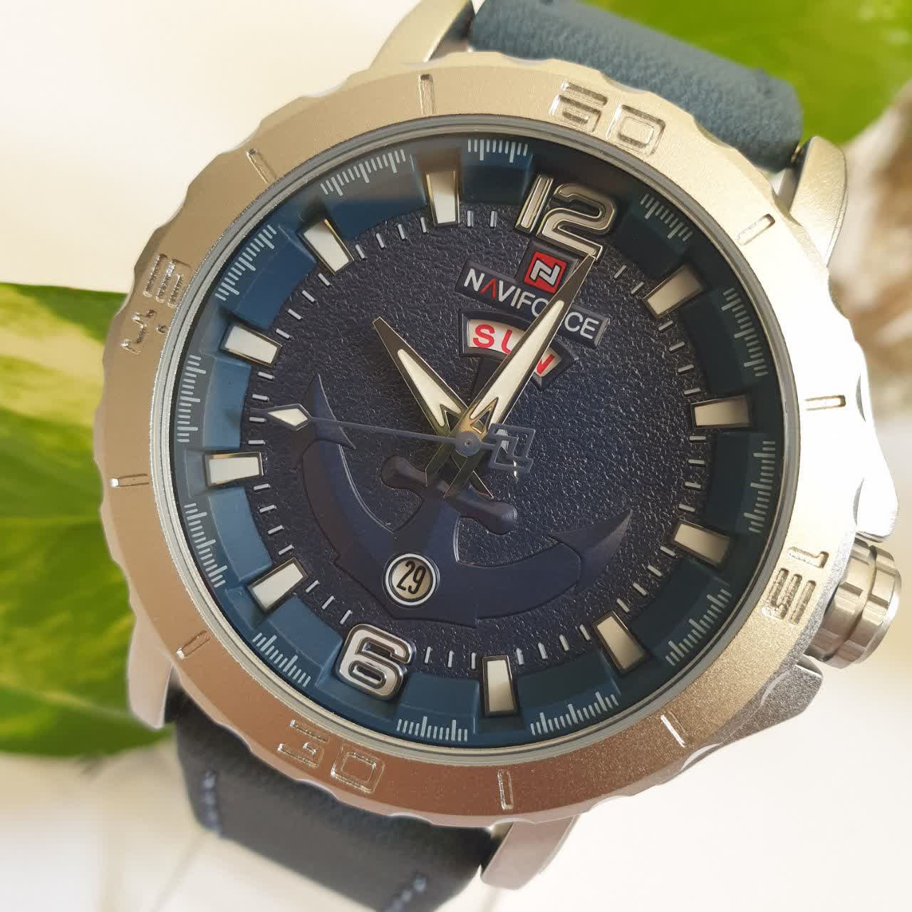 ساعت مردانه و پسرانه ناویفورس بند چرم-موتور ژاپن اصل یک سال گارانتی موتور naviforce