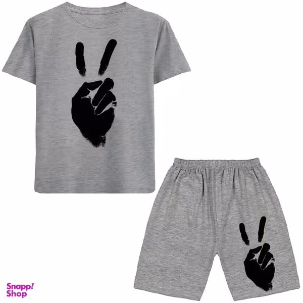 ست تیشرت آستین کوتاه و شلوارک پسرانه مدل دست N90