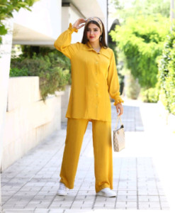 مانتو شلوار زنانه ابروبادی مدل ست بلوز و شلوار طرح دلا