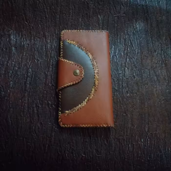 کیف پول چندمنظوره چرم دستدوز کد466