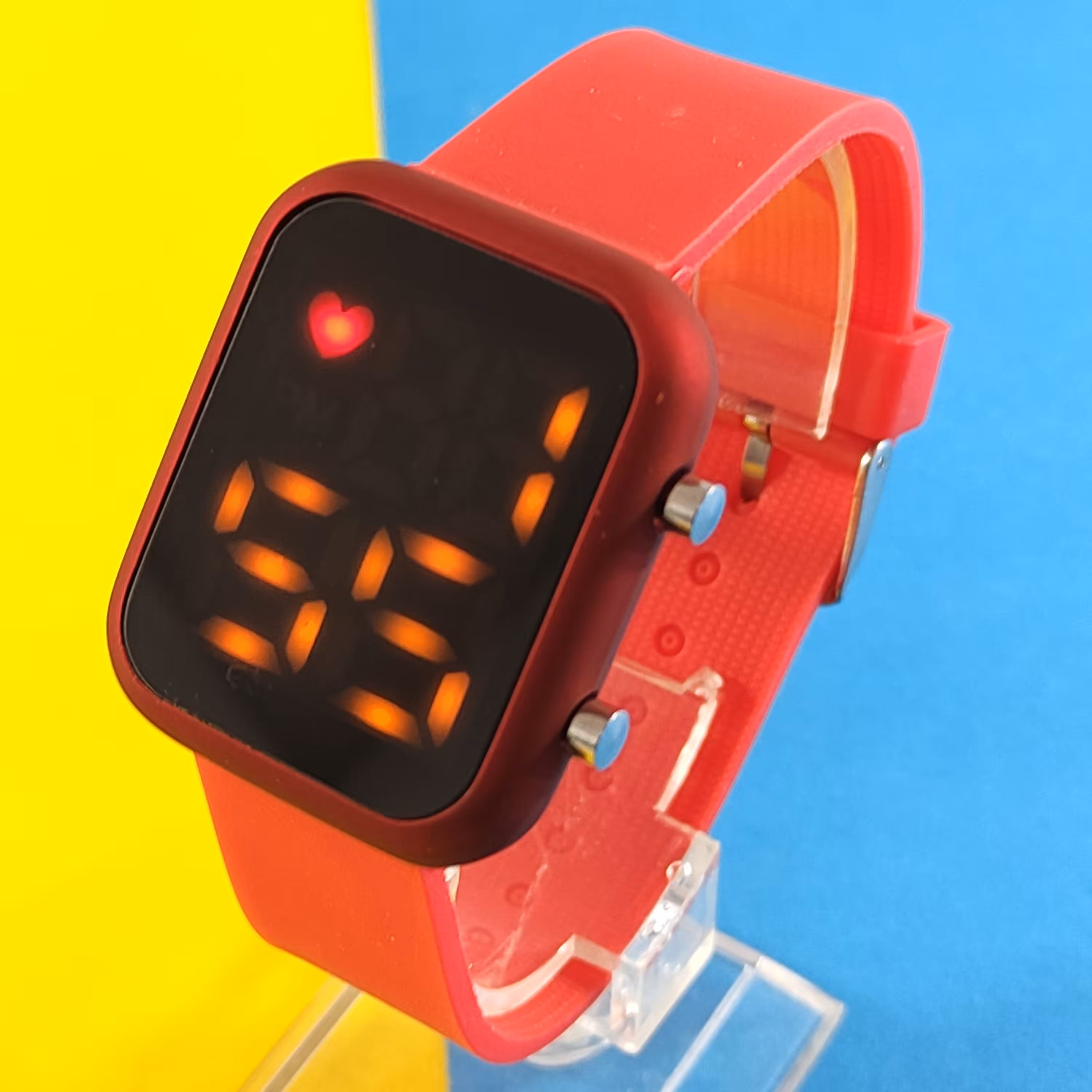 ساعت ال ای دی بند سلیکونی مستطیل قرمز