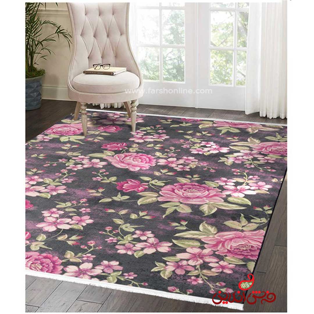 فرش ماشینی  کلاریس  کد 100443 خاکستری