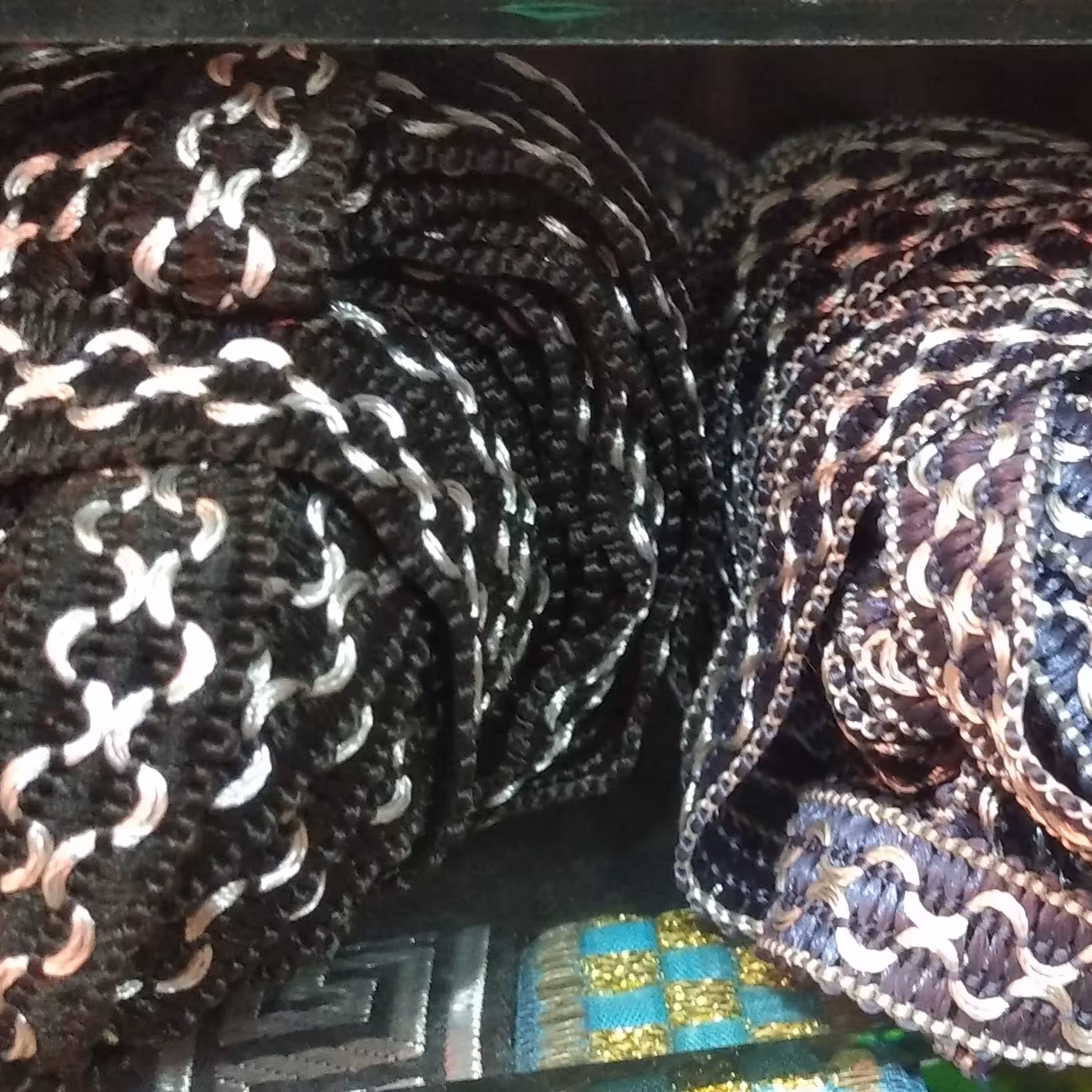 نوار سنتی باریک مشکی و سرمه‌ای 1 متر ب انتخاب شما 