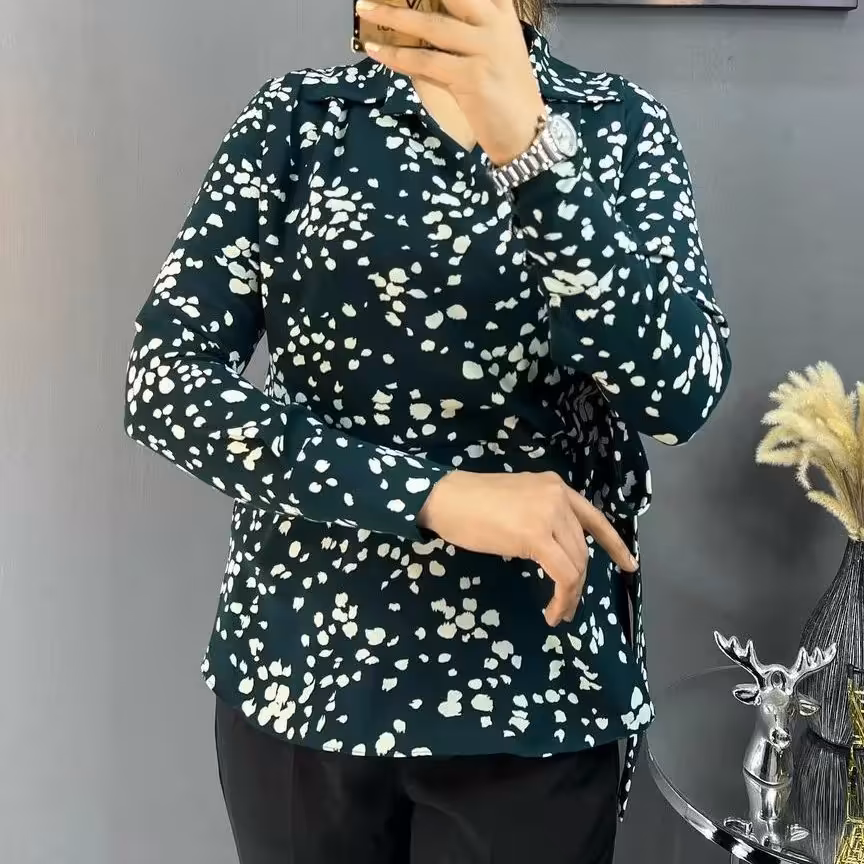 شومیز مجلسی زنانه کد 11810 طرح دار عیدانه الیزه درجه یک