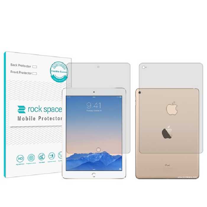 گلس صفحه نمایش و پشت تبلت اپل iPad Air 2 مدل نانو هیدروژل شفاف برند راک اسپیس کد LL