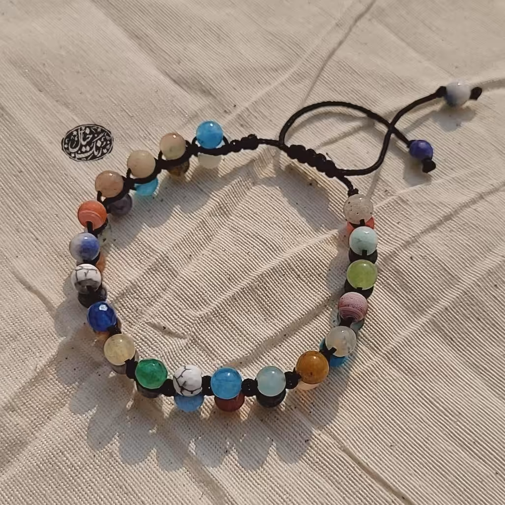 دستبند سنگ عقیق برزیلی و جید و عقیق کارنلین 