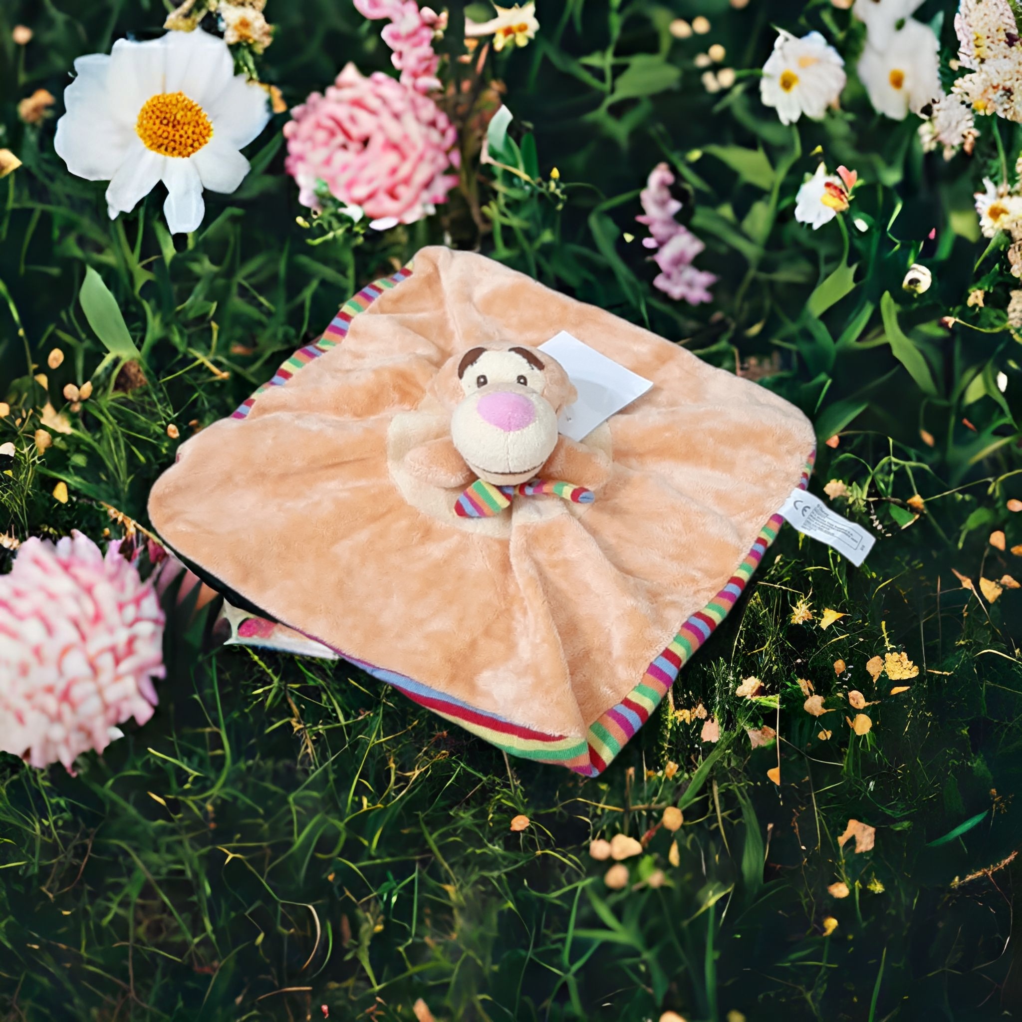 دستمال سفره ای و کامفورتر کودک طرح ببر نارنجی طول 22 سانتی متر