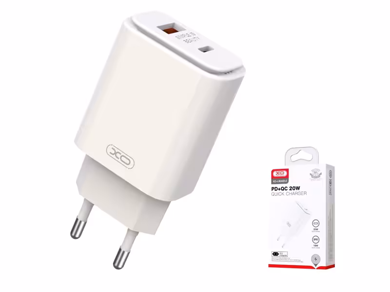 شارژر دیواری فست تایپ سی و یو اس بی 20 وات ایکس او XO L90A PD20W QC18W Fast Charger