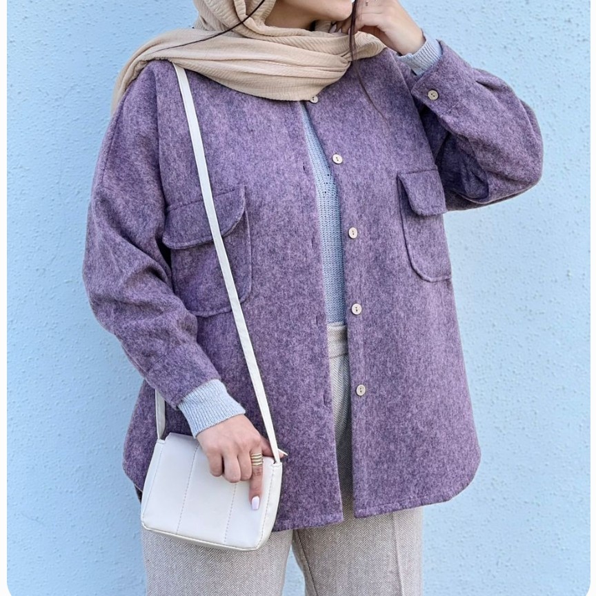 شکت دکمه چوبی مدل کاترین رنگ یاسی