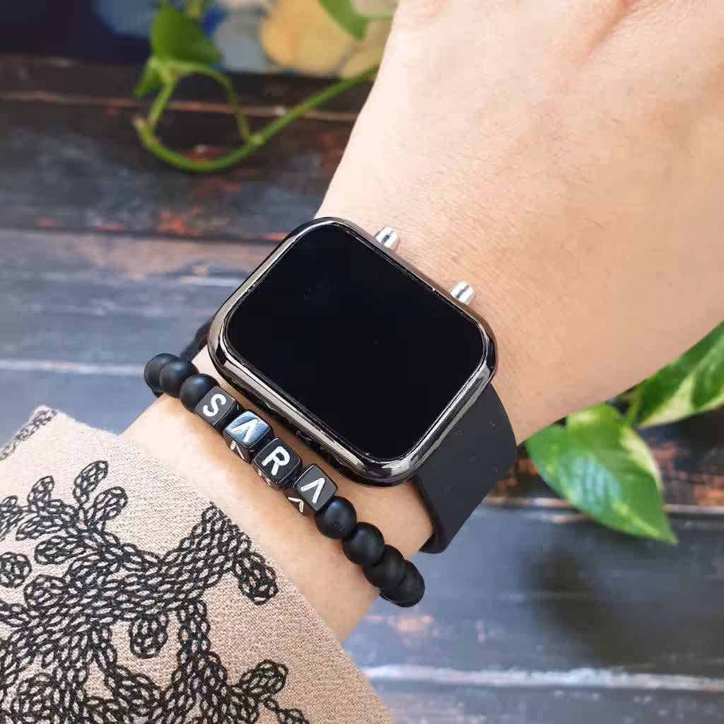 ساعت مچی ال ای دی رابر بند مدل دو دکمه led