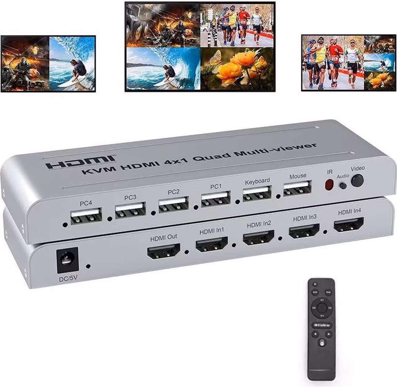 KVM HDMI 4*1 4K(30 Hz) QUAD MULTI VIEWER لمونتک