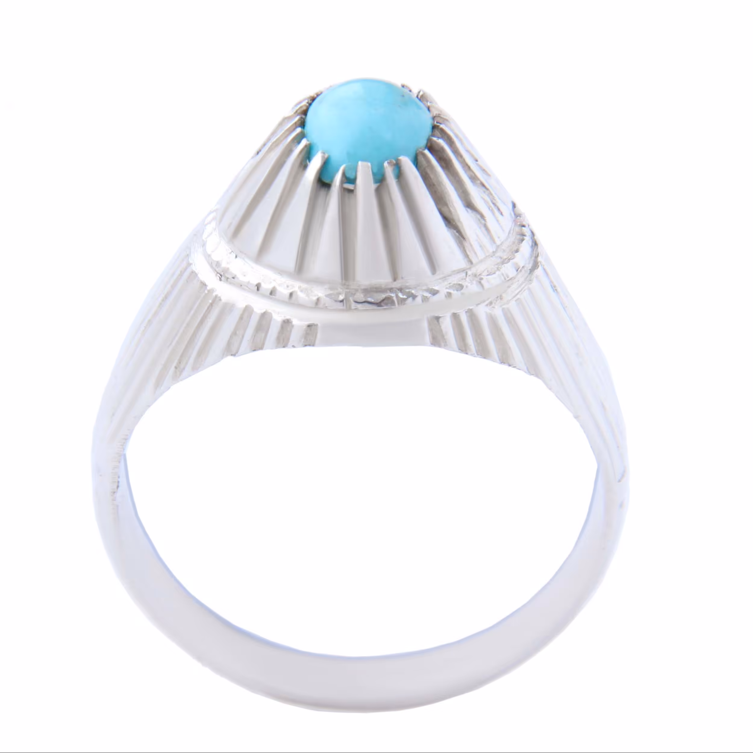 انگشتر نقره مردانه بازرگانی میلادی مدل سنگ فیروزه طبیعی رکاب سیلندری کد AM4095 