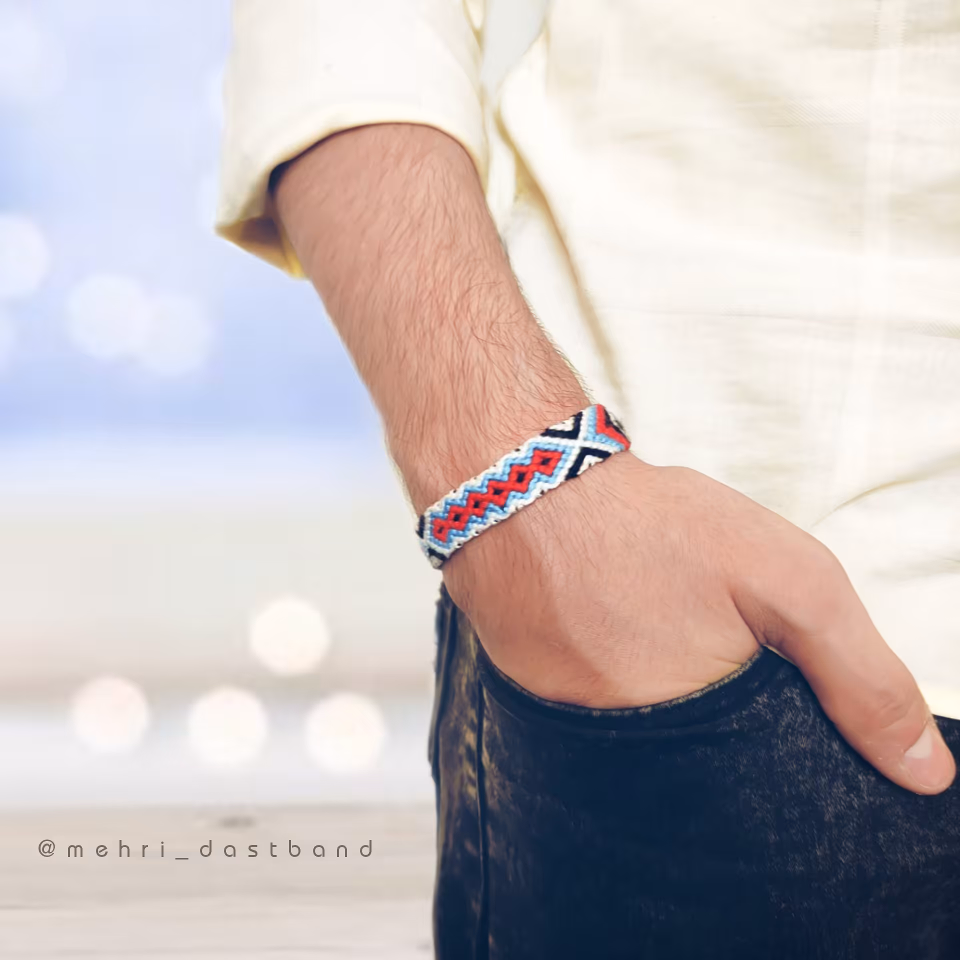 دستبند پسرانه - دستبند دوستی -  رنگ قرمز آبی