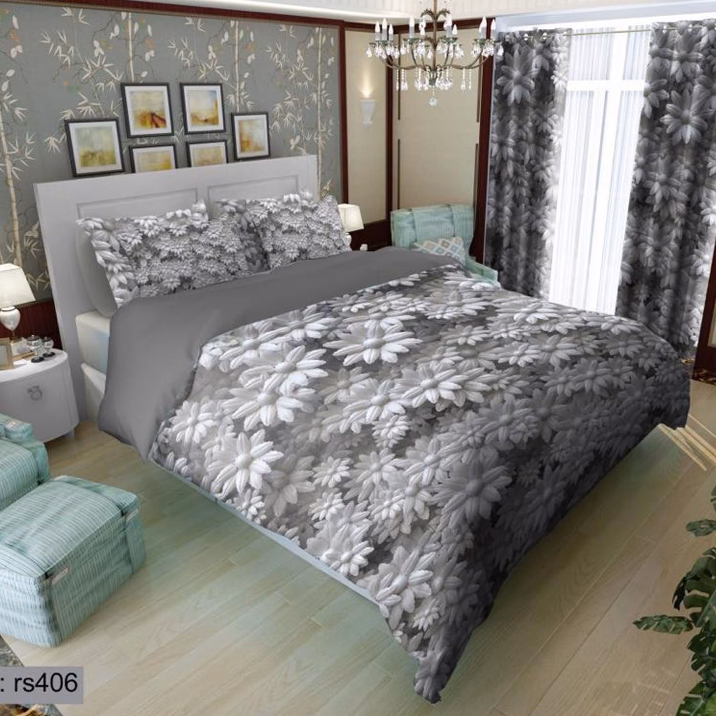 سرویس روتختی 1 نفره تنسل چاپی برندترک لند (Turk Land)  کد rs 406