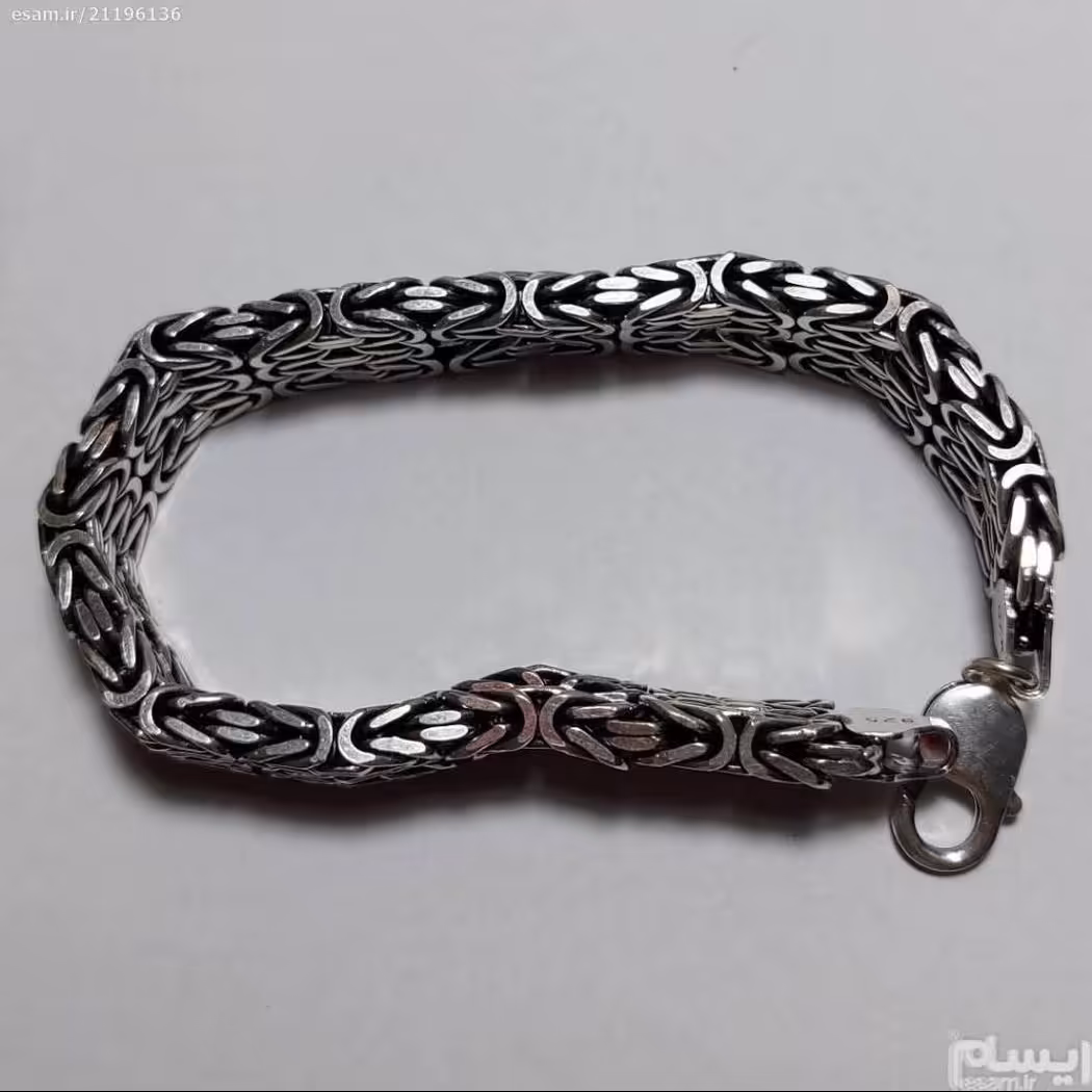 دستبند طرح ماری پهن (عرض 15میلی) کاری شیک وکمیاب سنگین (22سانت)