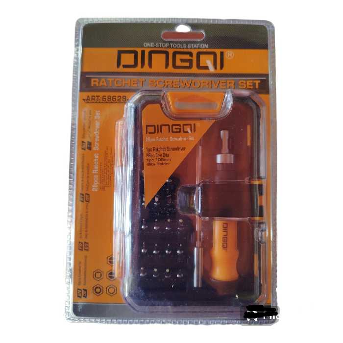 ست 28 عددی پیچ گوشتی جغجغەای ، محصول شرکت دینگشی ، شامل پیچ گوشتی تخت ، چهارسو و تعدادی آلن شش گوش و ستارەای 