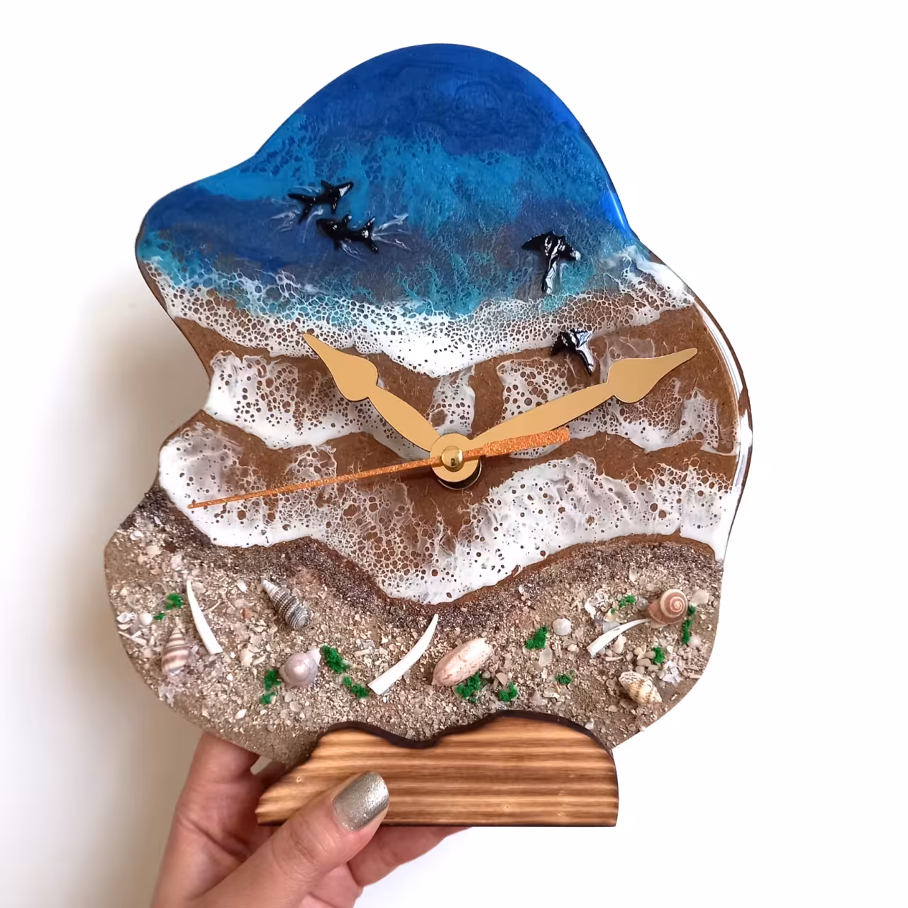 ساعت رومیزی رزینی طرح دریا کد sde001