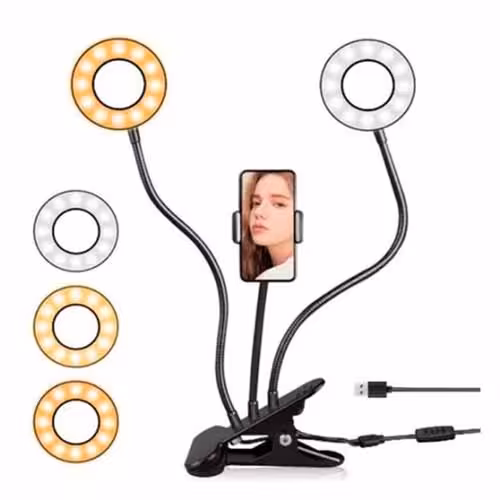 رینگ لایت سه شاخه کلیپسی موبایل