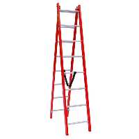 نردبان 4 متری 2 تکه مخابراتی ریلی آلومینومی مستحکم با پایه تعادل 14 پله تک صنعت آلوم پارس پله با پله 3 سانتی 