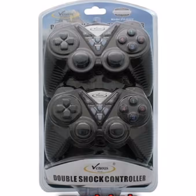دسته بازی کامپیوتر ونوس مدل PV-G222 بسته 2 عددی شک دار دوبل مشکی