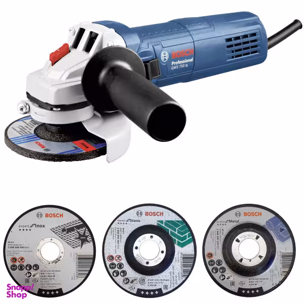 مینی فرز بوش مدل gws750s+ 3 disc به همراه 3 عدد صفحه برش