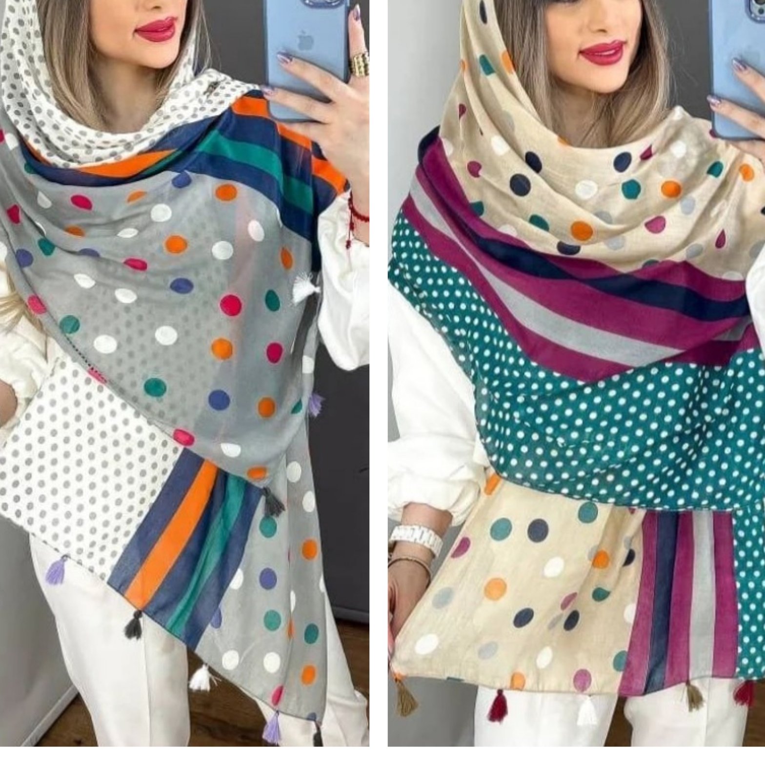 شال نخی منگوله دار ترند 040