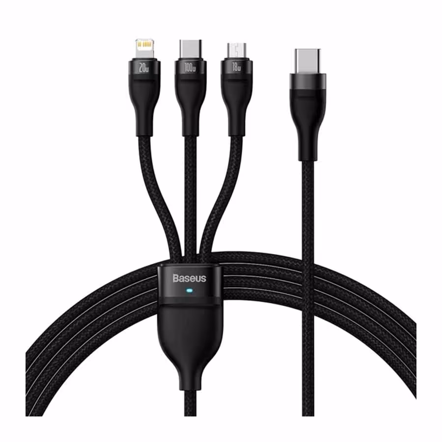 قیمت و خرید کابل تبدیل 1.5 متری USB-C به USB-C/microUSB/لایتنینگ بیسوس مدل CASS030201 | یاس ارتباط