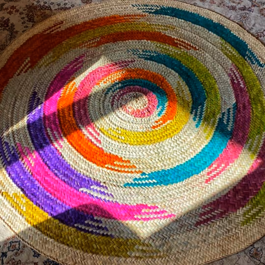 سفره حصیری طرح ابروبادی رنگی رنگی