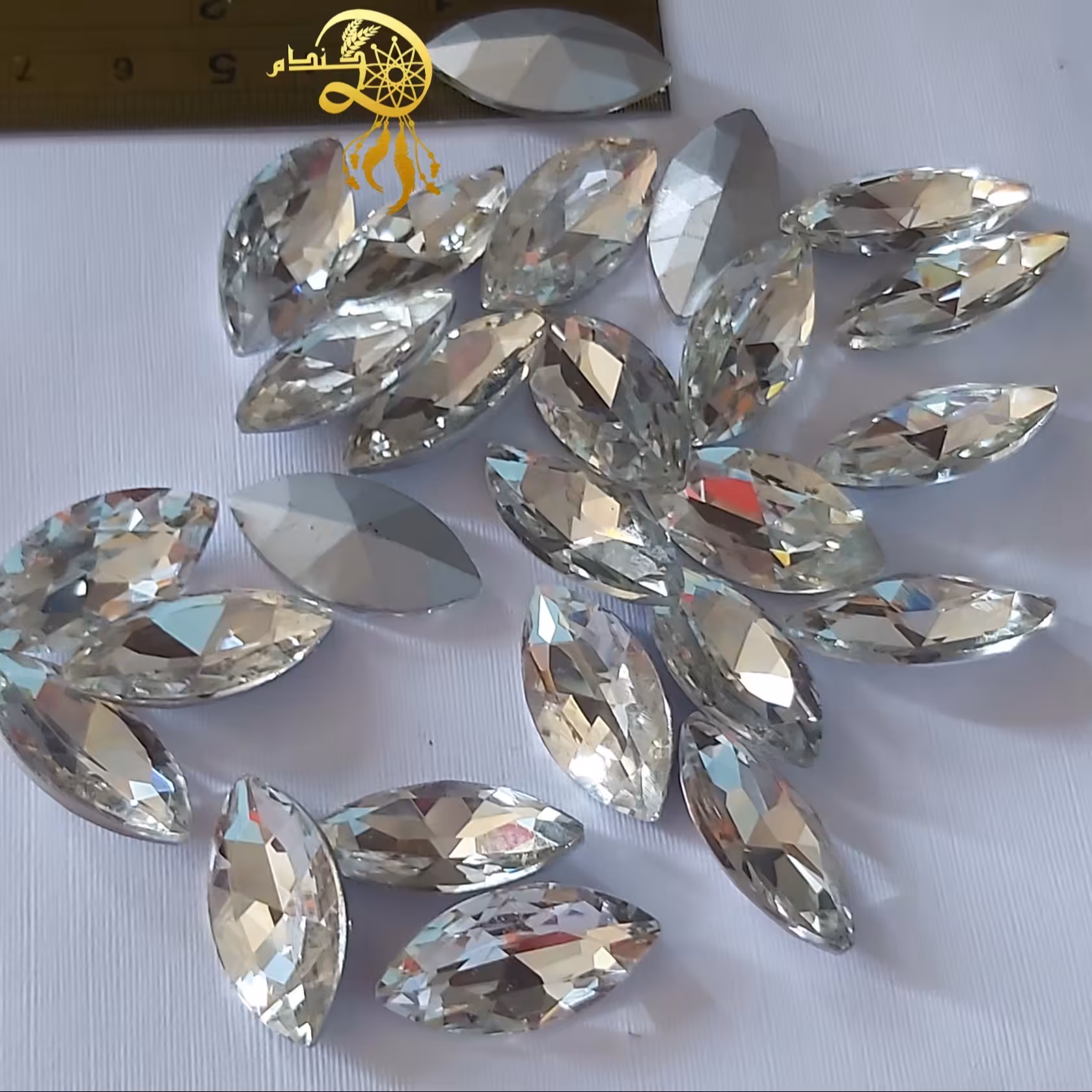 نگین درشت سنگی پشت جیوه مدل مارکیز2ونیم سانت یک عدد