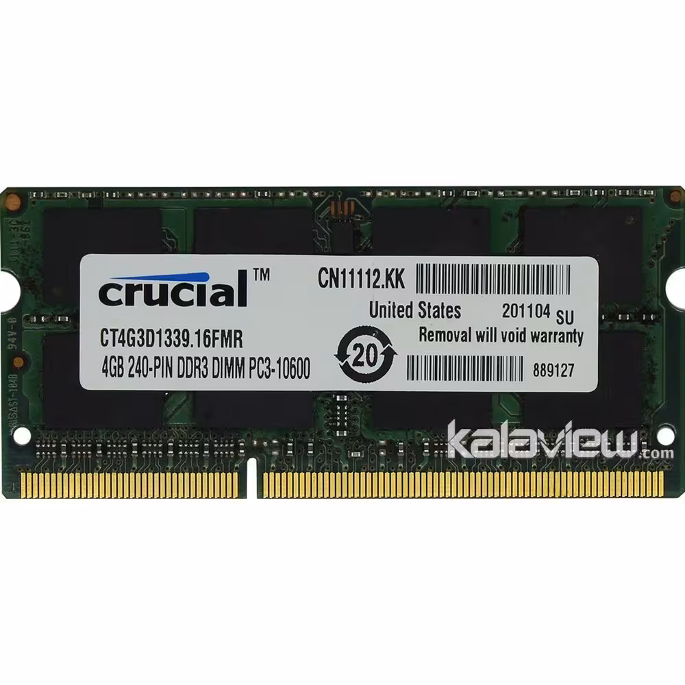 رم لپ تاپ کروشیال 4GB مدل DDR3 باس 1333MHZ-10600 آمریکا CT4G3D1339.16FMR تایمینگ CL9