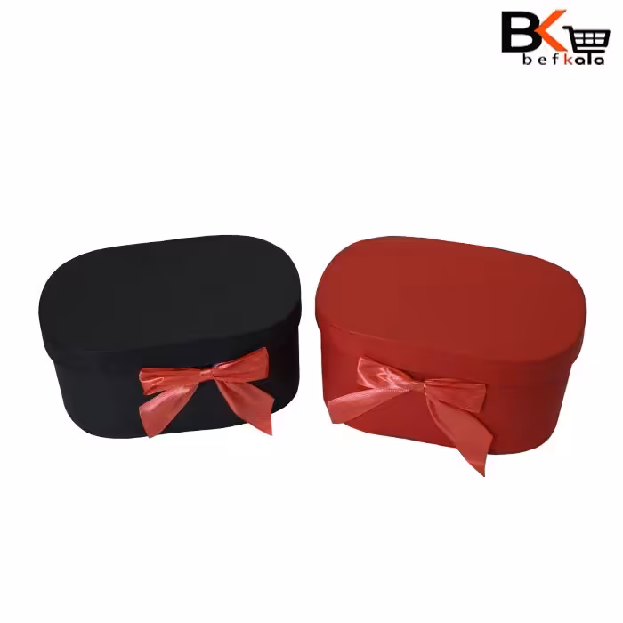 باکس کادویی بیضی پاپیون دار کوچک تک سایز کد 18