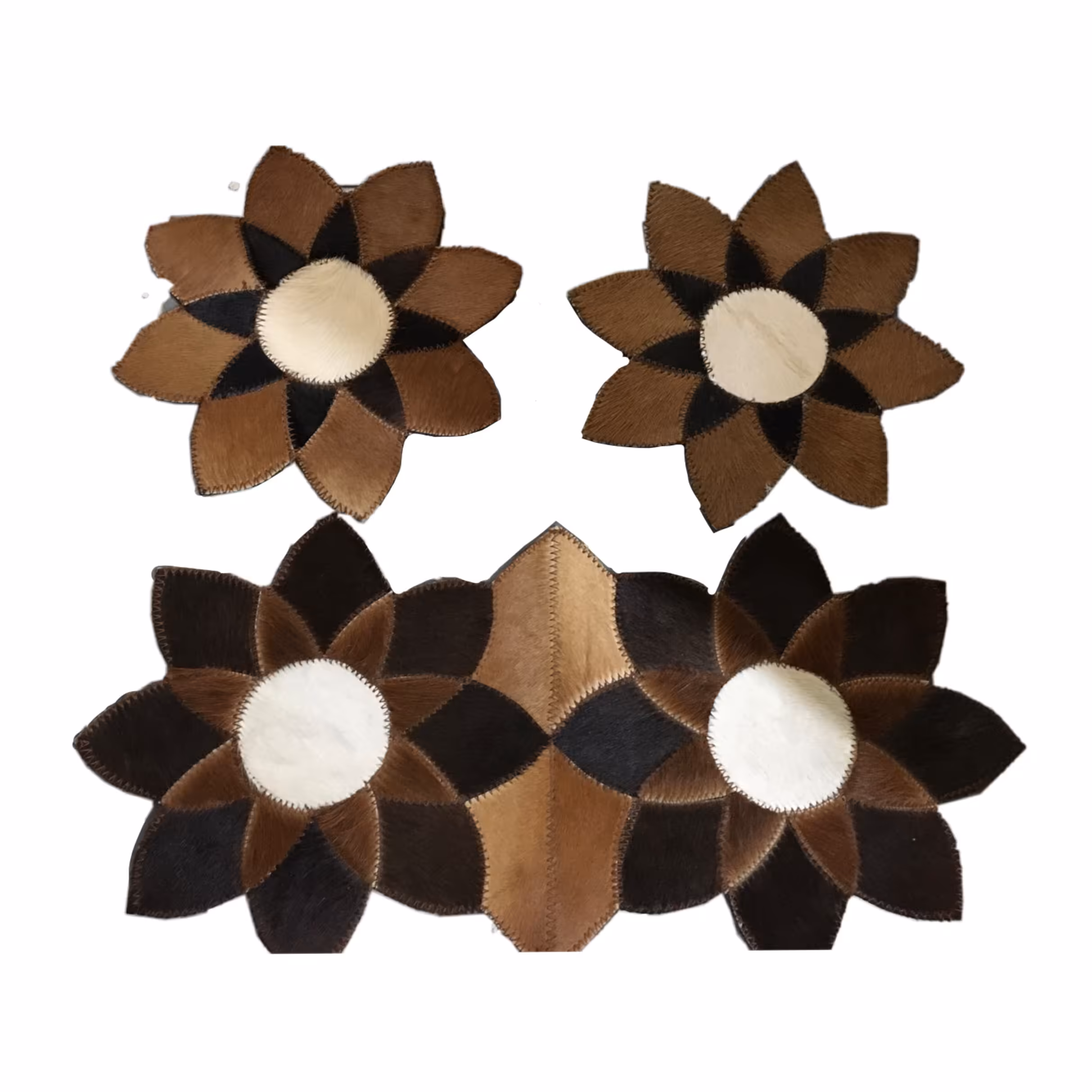 ست سه عددی رومیزی پوست گاوی طرح گل