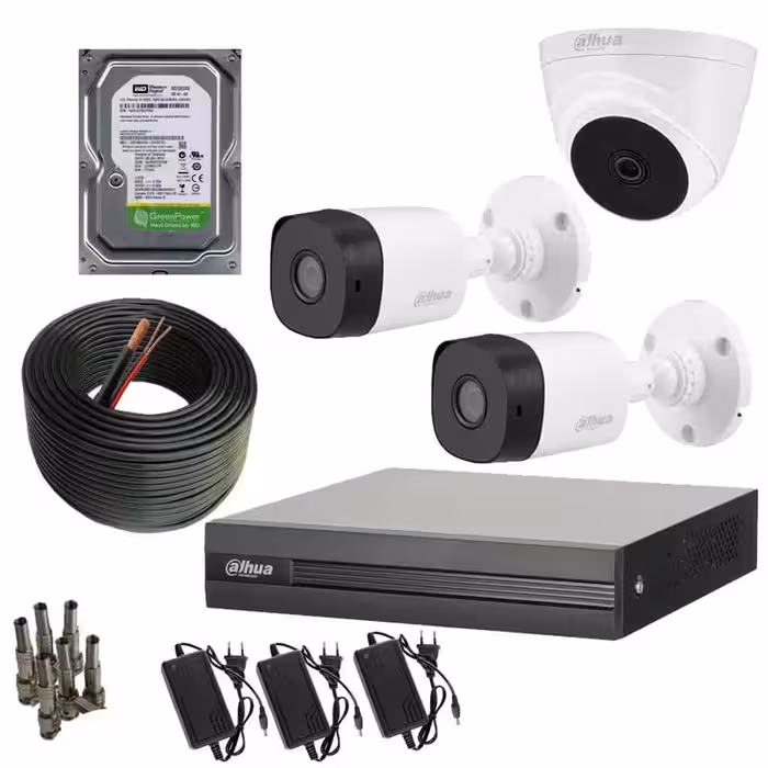 پکیج کامل 3 دوربینه ی 2 مگاپیکسل  داهوا با قیمت عالی و کیفیت استثنایی