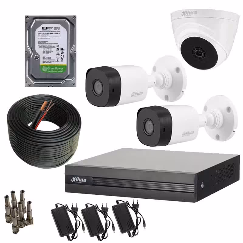 پکیج کامل 3 دوربینه ی 2 مگاپیکسل  داهوا با قیمت عالی و کیفیت استثنایی