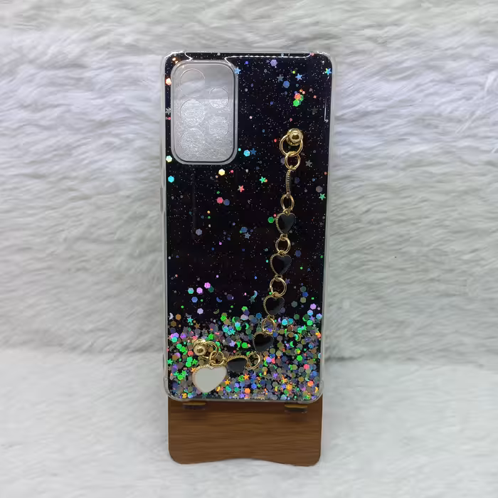 گارد (قاب) گوشی A72 مدل اکلیلی زنجیردار قلبی رنگ مشکی مناسب گوشی Samsung A72