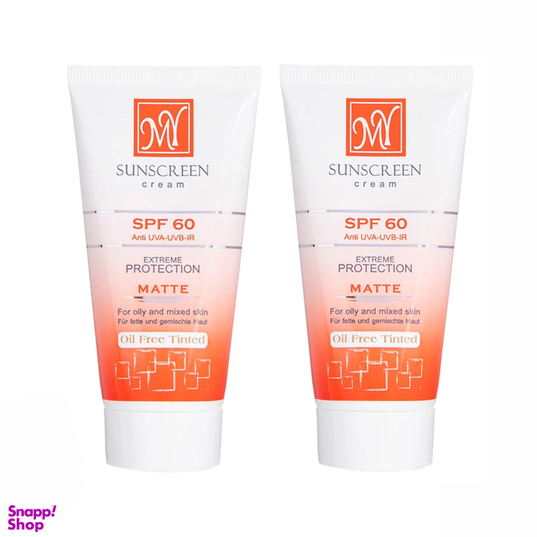کرم ضد آفتاب کرم پودری رنگی مای با SPF60 حجم 50 میلی لیتر مجموعه 2 عددی