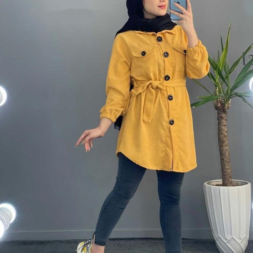 مانتو کبریتی دوم جیب کمربنددار