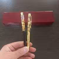 خودکار ورق طلا بهمراه جعبه چوبی و شناسنامه 