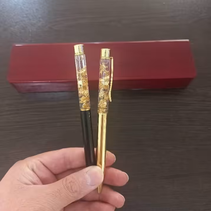 خودکار ورق طلا بهمراه جعبه چوبی و شناسنامه 