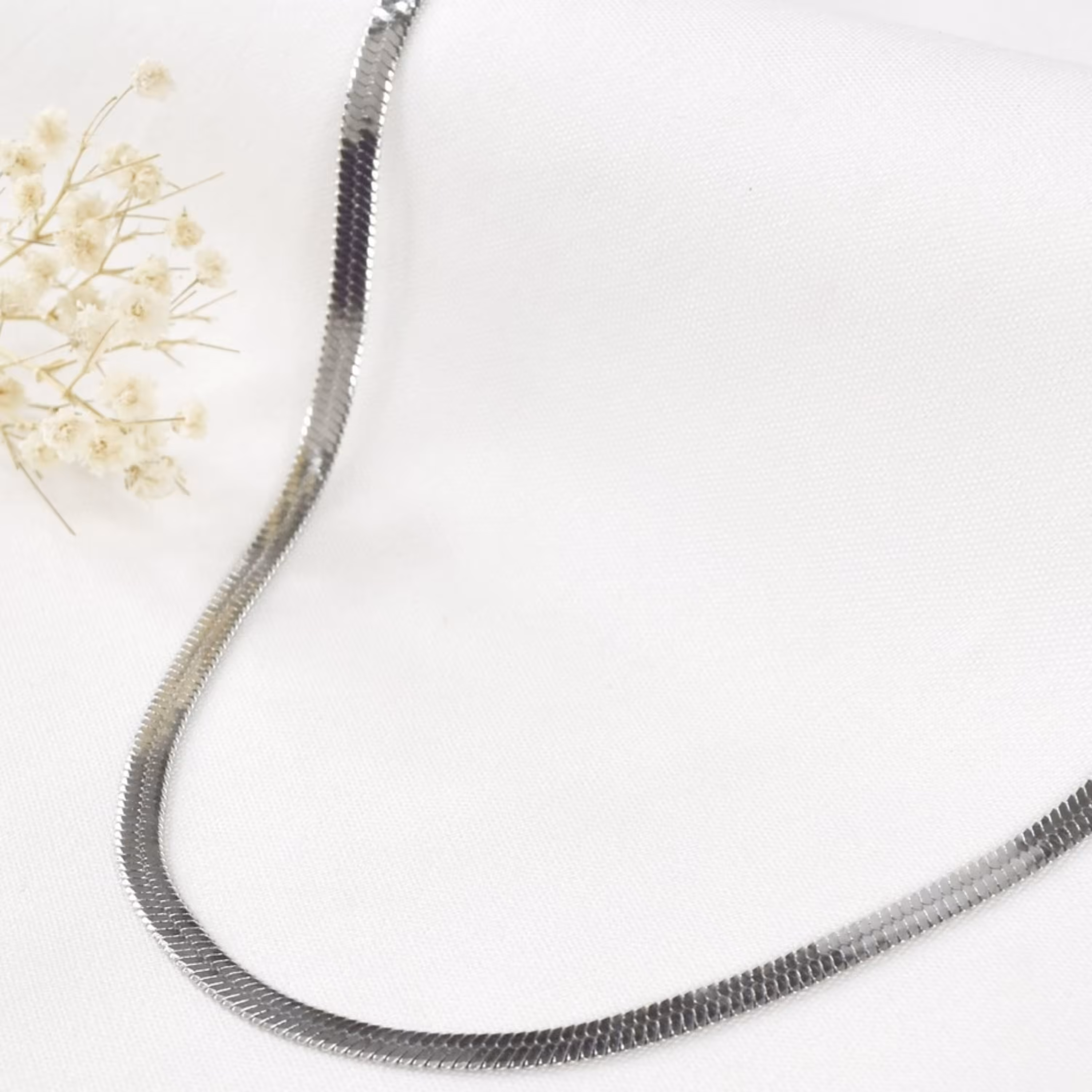 زنجیر ماری سفید استیل سایز متوسط طرح طلا کد6792