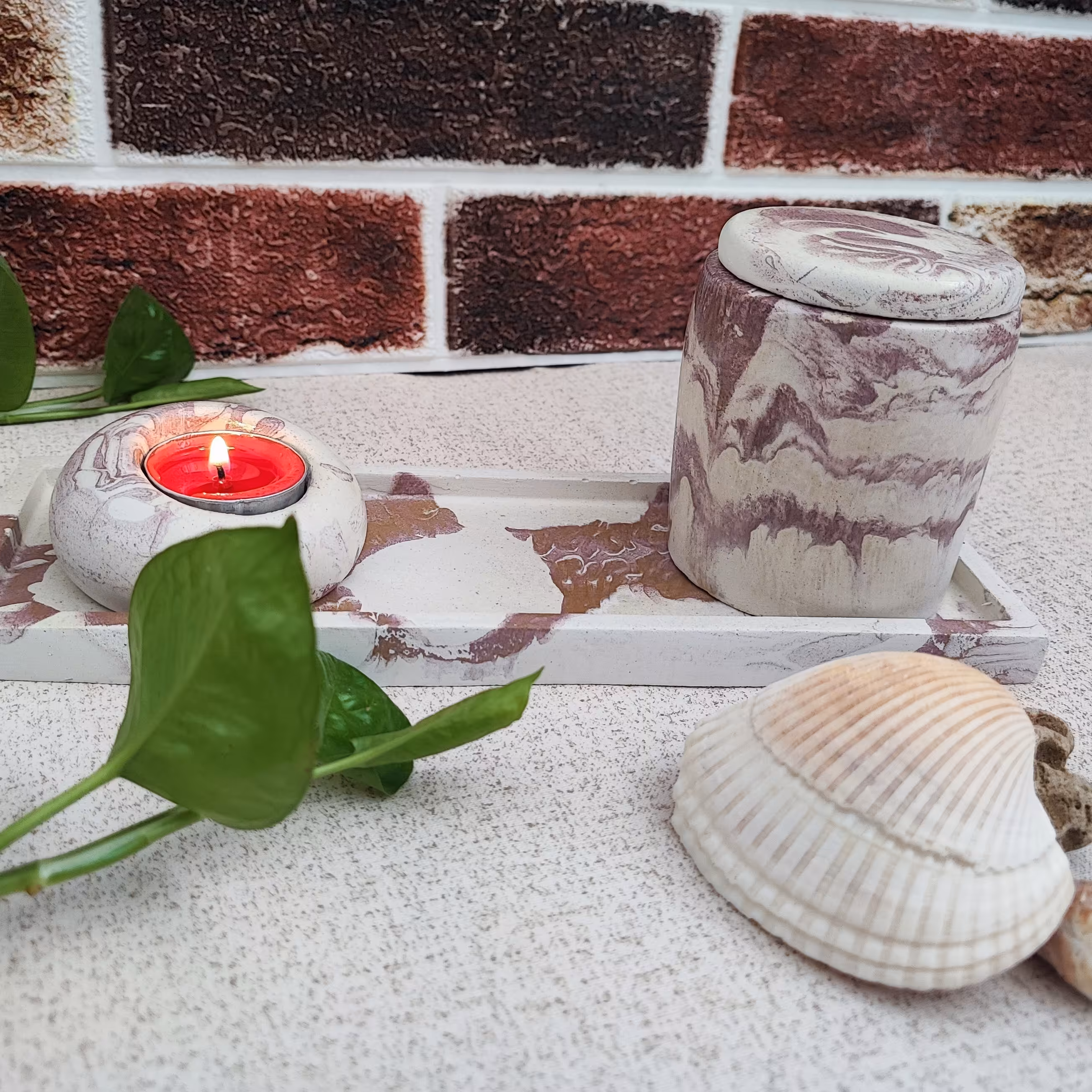 ست سه تیکه سنگی جاوارمری سینی پاسماوری صنایع دستی سنگی اکسسوری سنگی هدیه زیبا