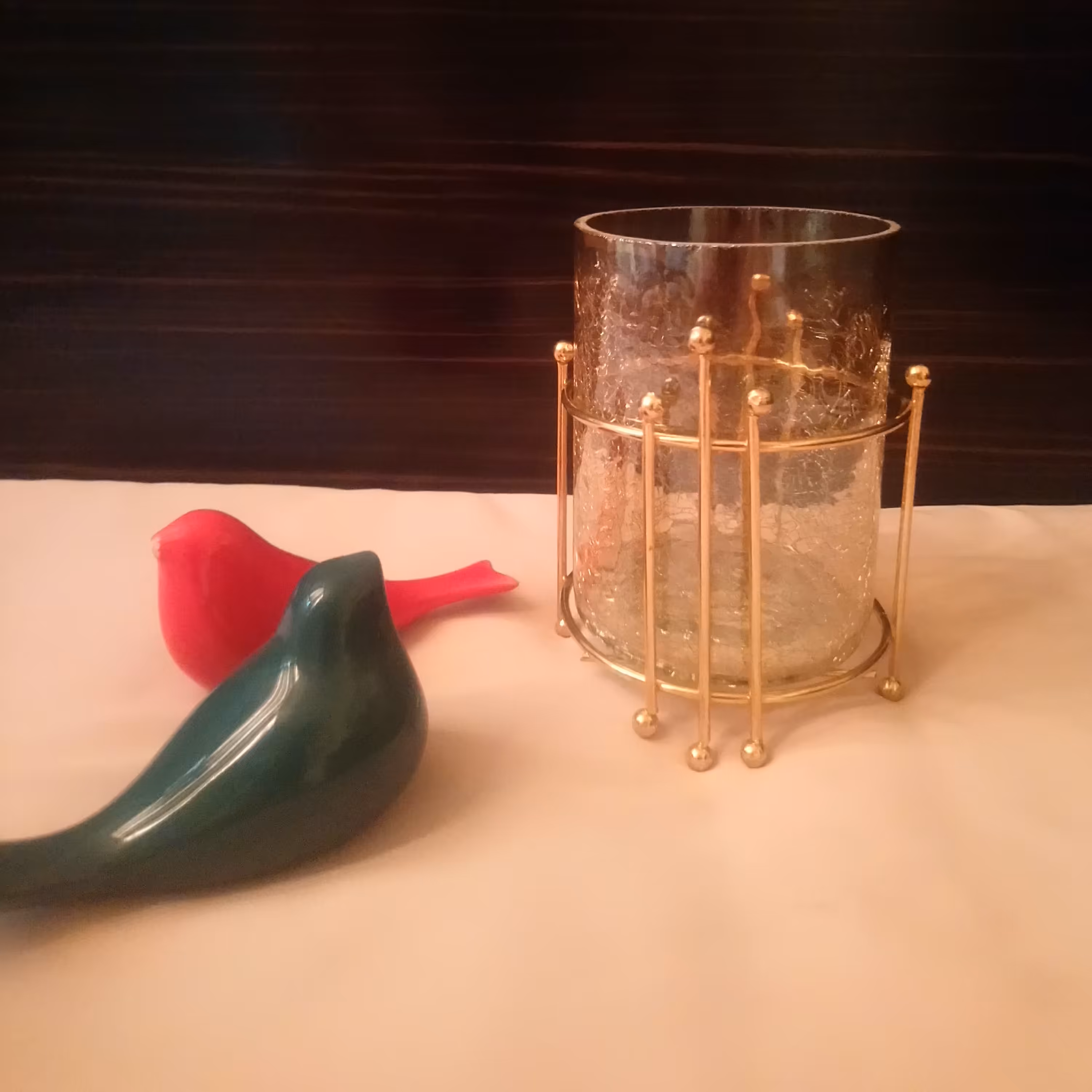 جا قاشقی تکی پیانو طلایی و شیشه آبگز 