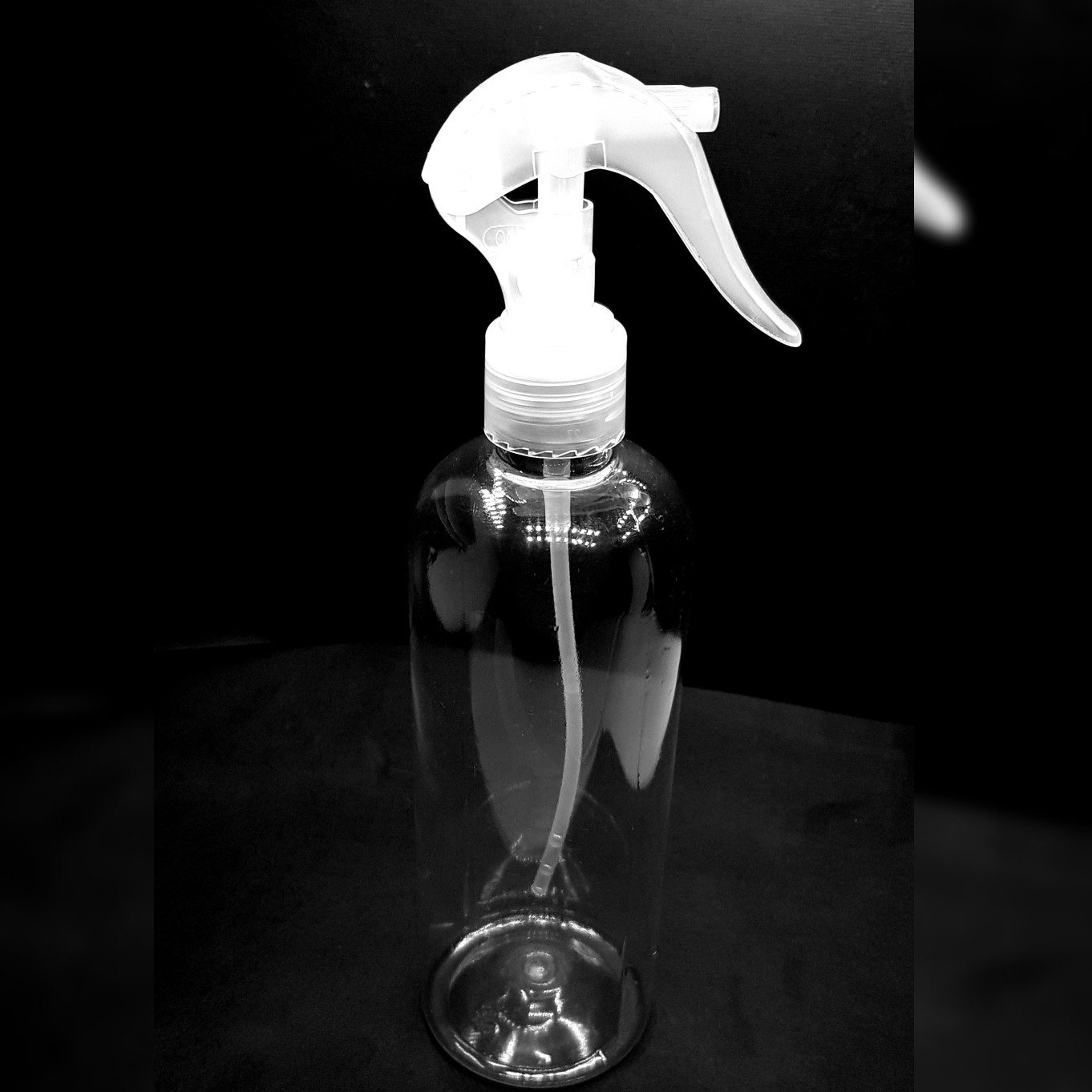بطری شفاف 400 سی سی استوانه دهانه 24 وزن 27 گرم با اسپری مینی تریگر(100 عددی)