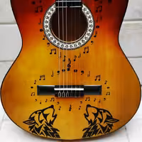 گیتار طرح دار برند فرد همراه کاور و مضراب ارسال رایگان اکشن عالی  گیتار طرح دلخواه کشیده میشه 