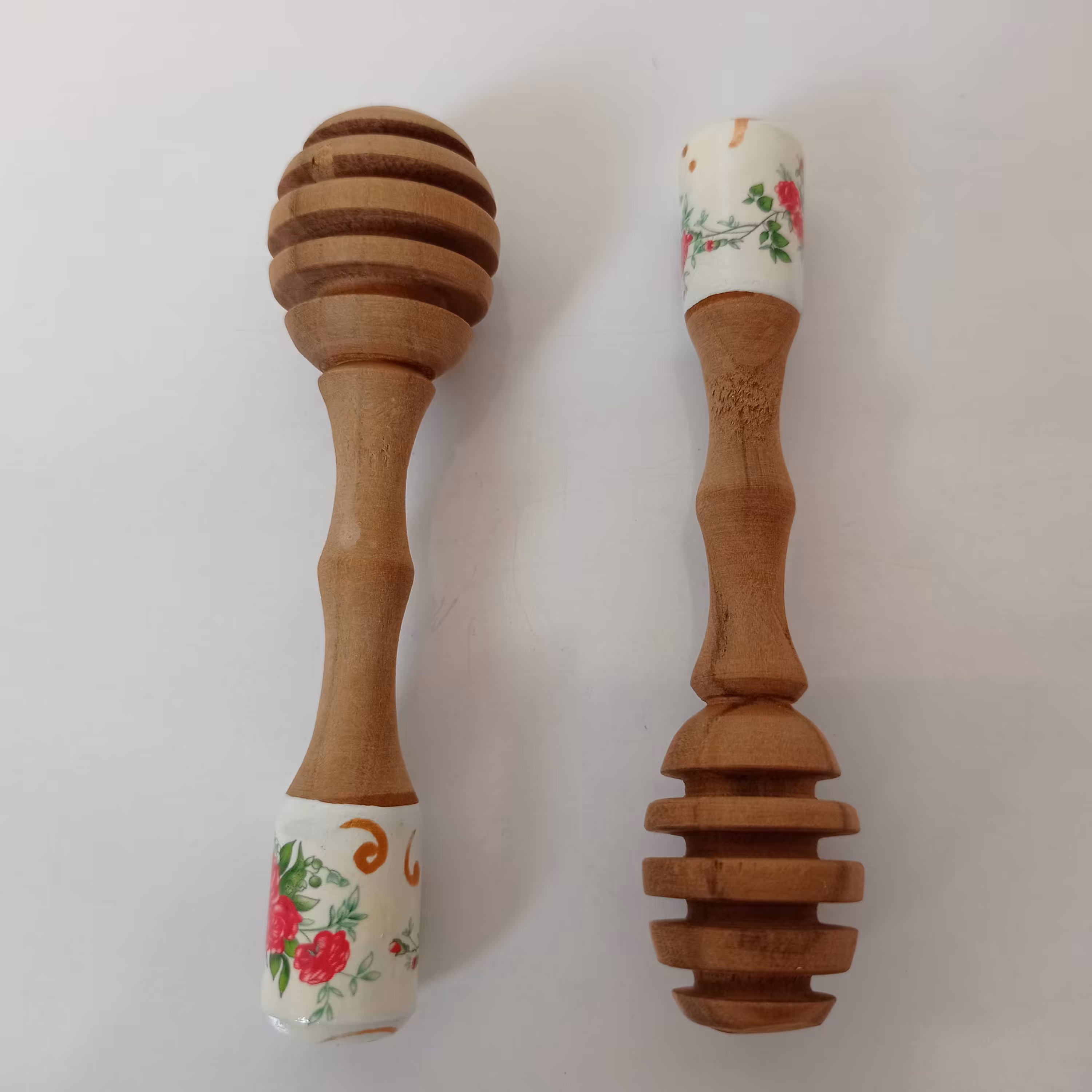 قاشق عسل چوبی دسته رنگی 2 عددی سایز بزرگ