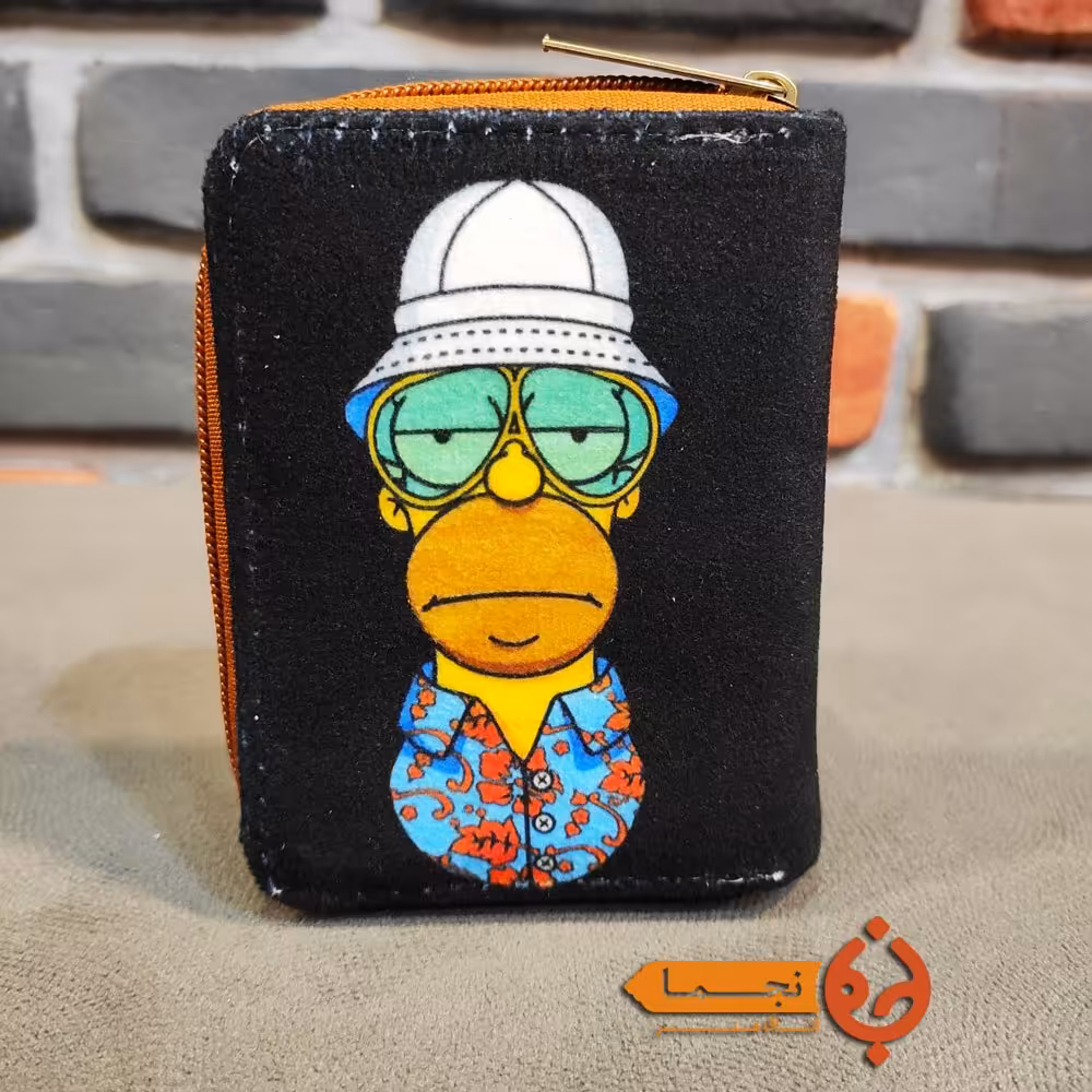 جاکارتی دور زیپ مخمل کوبیده و چرم مصنوعی طرح سیمپسون کد DZ27