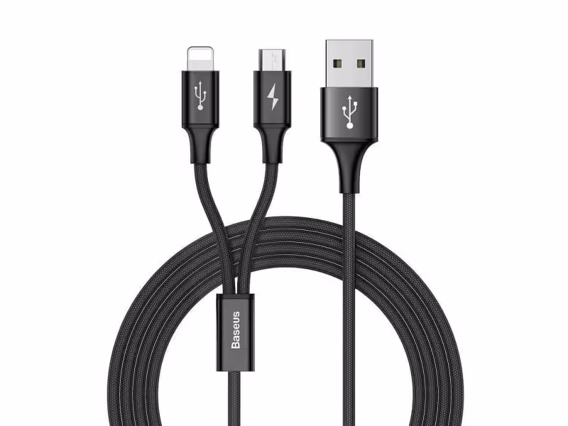 کابل دوسر شارژر سریع بیسوس BASEUS CAML-SU01 RAPID SERIES 2 IN 1 CABLE